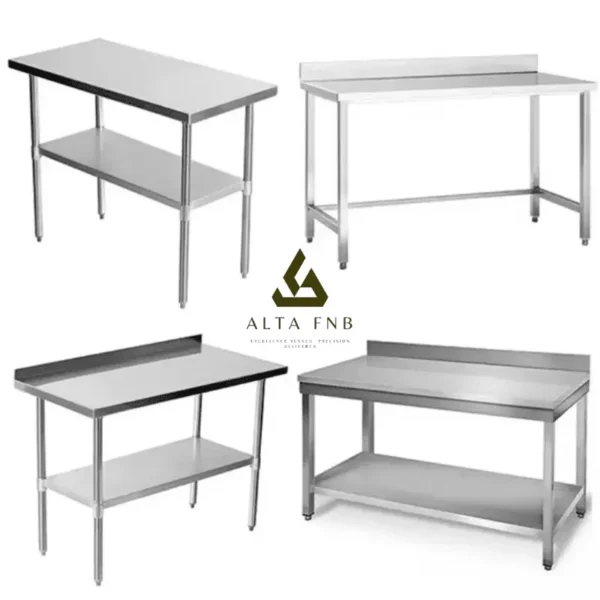 Meja stainless steel custom profesional untuk dapur restoran