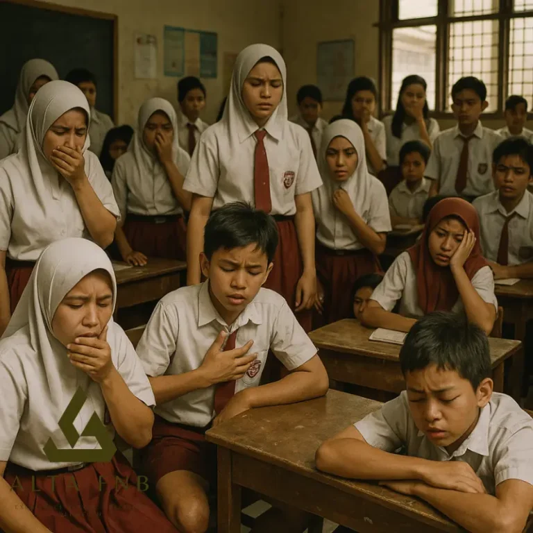 Siswa sekolah di Indonesia terlihat sakit setelah program makan bergizi gratis, ilustrasi kasus MBG keracunan massal