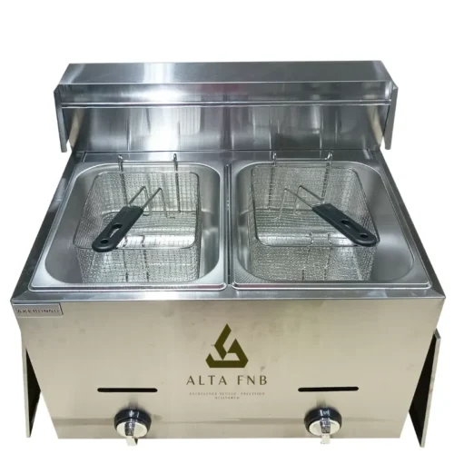 Deep Fryer Gas restoran stainless steel ALTAFNB untuk gorengan cepat & merata.