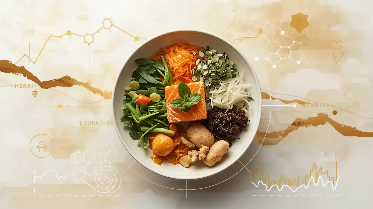 ALTAFNB Global Wellness, Finance & Culinary Research Library hero image featuring a premium bowl of functional foods with scientific overlays representing nutrition, longevity, finance, and wellness research.