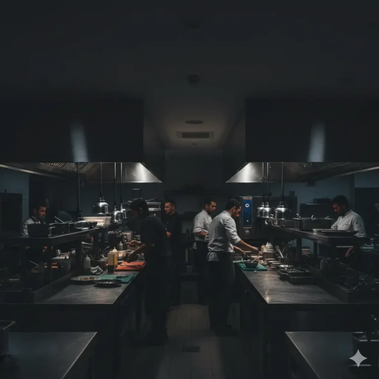 Layout dapur restoran profesional dengan alur kerja terpisah untuk efisiensi dan konsistensi produksi makanan