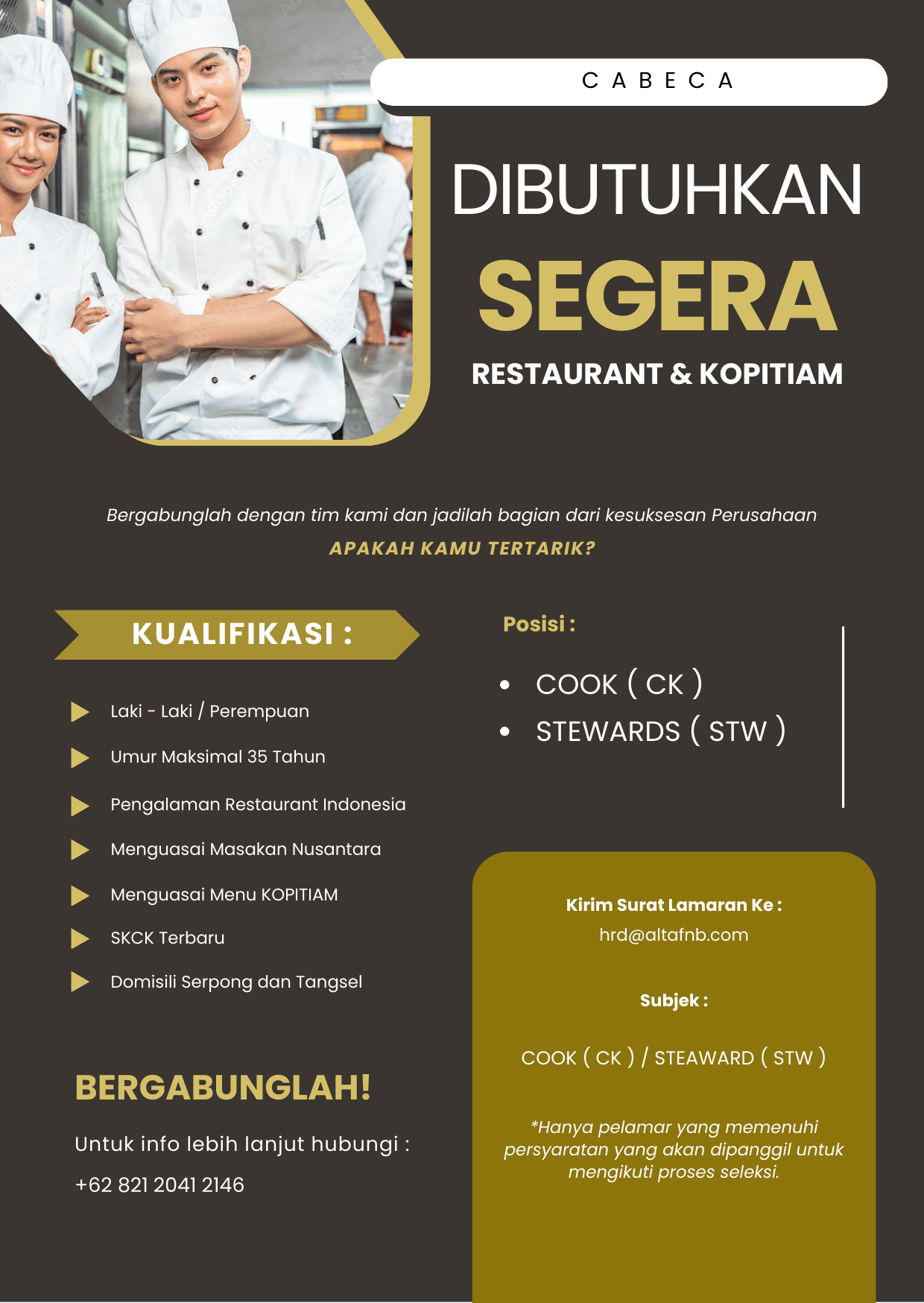 Lowongan Cook Restaurant