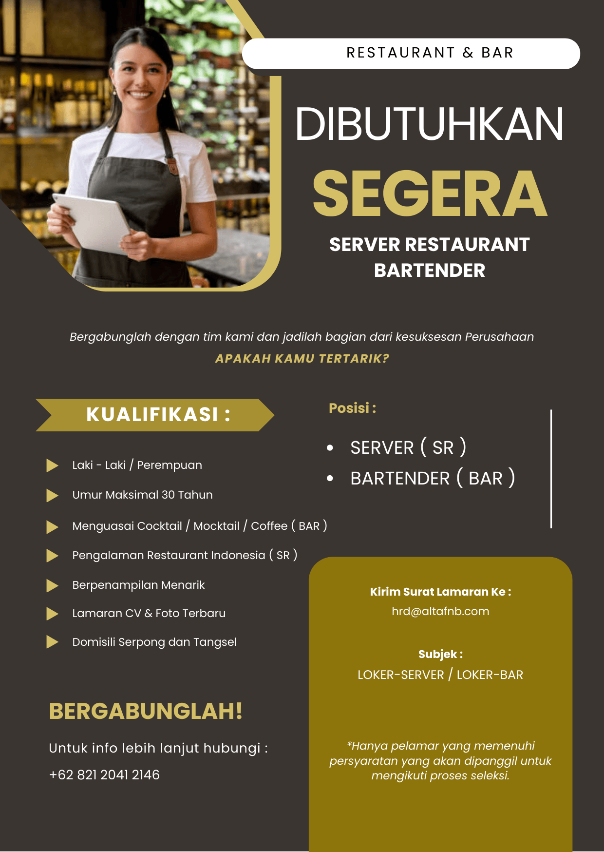 Lowongan Server Restaurant